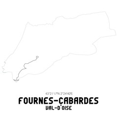 FOURNES-CABARDES Val-d'Oise. Minimalistic street map with black and white lines.