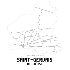 SAINT-GERVAIS Val-d'Oise. Minimalistic street map with black and white lines.