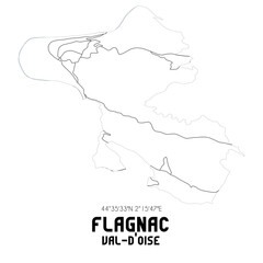 FLAGNAC Val-d'Oise. Minimalistic street map with black and white lines.