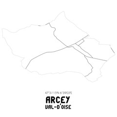 ARCEY Val-d'Oise. Minimalistic street map with black and white lines.