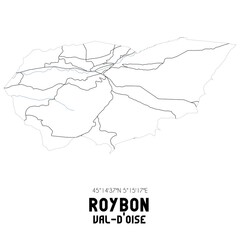 ROYBON Val-d'Oise. Minimalistic street map with black and white lines.