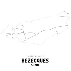 HEZECQUES Somme. Minimalistic street map with black and white lines.