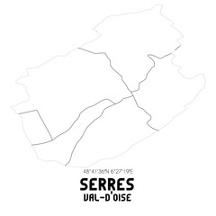 SERRES Val-d'Oise. Minimalistic street map with black and white lines.