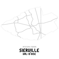 SIERVILLE Val-d'Oise. Minimalistic street map with black and white lines.