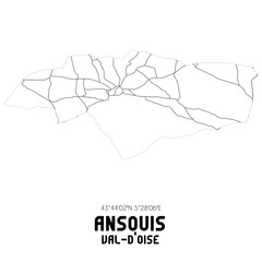 ANSOUIS Val-d'Oise. Minimalistic street map with black and white lines.