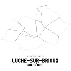 LUCHE-SUR-BRIOUX Val-d'Oise. Minimalistic street map with black and white lines.