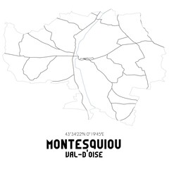 MONTESQUIOU Val-d'Oise. Minimalistic street map with black and white lines.