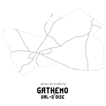 GATHEMO Val-d'Oise. Minimalistic street map with black and white lines.