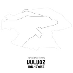 VULVOZ Val-d'Oise. Minimalistic street map with black and white lines.
