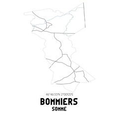 BOMMIERS Somme. Minimalistic street map with black and white lines.