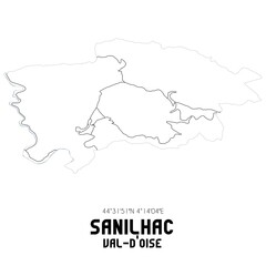 SANILHAC Val-d'Oise. Minimalistic street map with black and white lines.
