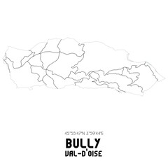 BULLY Val-d'Oise. Minimalistic street map with black and white lines.