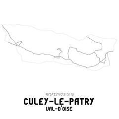 CULEY-LE-PATRY Val-d'Oise. Minimalistic street map with black and white lines.