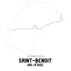 SAINT-BENOIT Val-d'Oise. Minimalistic street map with black and white lines.