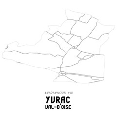 YVRAC Val-d'Oise. Minimalistic street map with black and white lines.