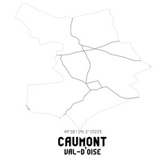 CAUMONT Val-d'Oise. Minimalistic street map with black and white lines.