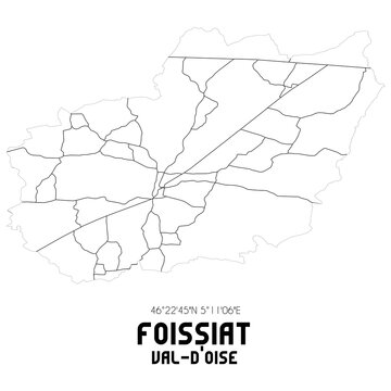 FOISSIAT Val-d'Oise. Minimalistic street map with black and white lines.