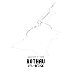 ROTHAU Val-d'Oise. Minimalistic street map with black and white lines.