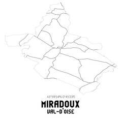 MIRADOUX Val-d'Oise. Minimalistic street map with black and white lines.