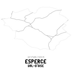 Obraz premium ESPERCE Val-d'Oise. Minimalistic street map with black and white lines.