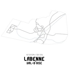 LABENNE Val-d'Oise. Minimalistic street map with black and white lines.