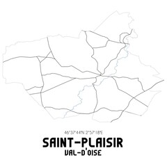 SAINT-PLAISIR Val-d'Oise. Minimalistic street map with black and white lines.