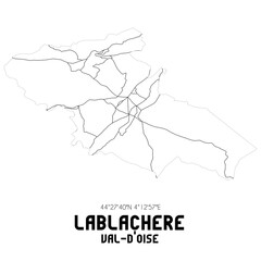 LABLACHERE Val-d'Oise. Minimalistic street map with black and white lines.