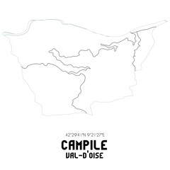 CAMPILE Val-d'Oise. Minimalistic street map with black and white lines.