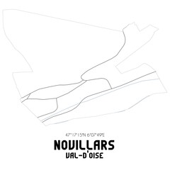 NOVILLARS Val-d'Oise. Minimalistic street map with black and white lines.
