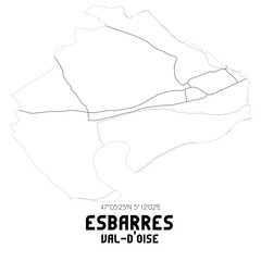 ESBARRES Val-d'Oise. Minimalistic street map with black and white lines.
