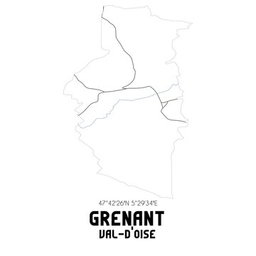 GRENANT Val-d'Oise. Minimalistic street map with black and white lines.