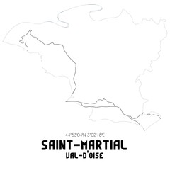 SAINT-MARTIAL Val-d'Oise. Minimalistic street map with black and white lines.
