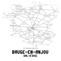 BAUGE-EN-ANJOU Val-d'Oise. Minimalistic street map with black and white lines.