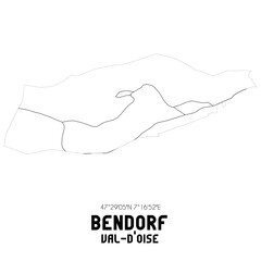 BENDORF Val-d'Oise. Minimalistic street map with black and white lines.