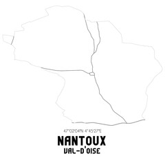 NANTOUX Val-d'Oise. Minimalistic street map with black and white lines.