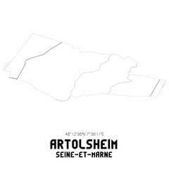 ARTOLSHEIM Seine-et-Marne. Minimalistic street map with black and white lines.