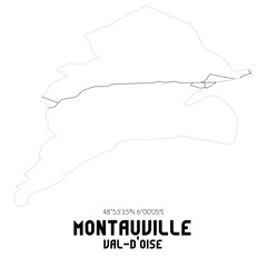 MONTAUVILLE Val-d'Oise. Minimalistic street map with black and white lines.