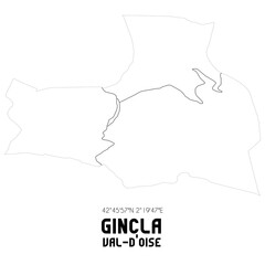GINCLA Val-d'Oise. Minimalistic street map with black and white lines.