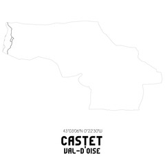 CASTET Val-d'Oise. Minimalistic street map with black and white lines.