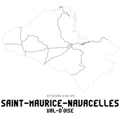 SAINT-MAURICE-NAVACELLES Val-d'Oise. Minimalistic street map with black and white lines.