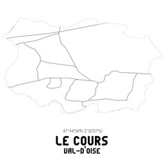 LE COURS Val-d'Oise. Minimalistic street map with black and white lines.