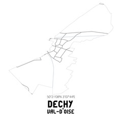 DECHY Val-d'Oise. Minimalistic street map with black and white lines.
