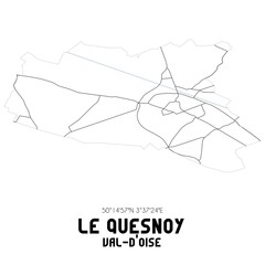 Obraz premium LE QUESNOY Val-d'Oise. Minimalistic street map with black and white lines.