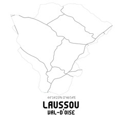 LAUSSOU Val-d'Oise. Minimalistic street map with black and white lines.