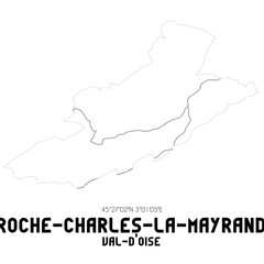 ROCHE-CHARLES-LA-MAYRAND Val-d'Oise. Minimalistic street map with black and white lines.