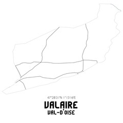 VALAIRE Val-d'Oise. Minimalistic street map with black and white lines.