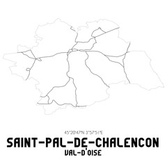 SAINT-PAL-DE-CHALENCON Val-d'Oise. Minimalistic street map with black and white lines.
