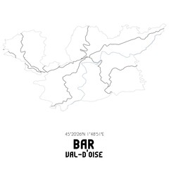 Fototapeta premium BAR Val-d'Oise. Minimalistic street map with black and white lines.