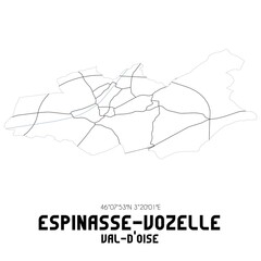 Obraz premium ESPINASSE-VOZELLE Val-d'Oise. Minimalistic street map with black and white lines.