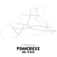 POMMERIEUX Val-d'Oise. Minimalistic street map with black and white lines.